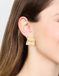 Gold Ribbed Large Hoop Earrings - link has visual effect only
