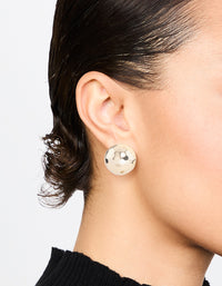 Gold Textured Disco Round Stud Earrings - link has visual effect only
