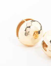 Gold Textured Disco Round Stud Earrings - link has visual effect only