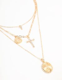 Gold Cross & Coin Layered Necklace - link has visual effect only