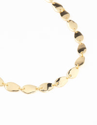 Gold Plated Oval Link Necklace - link has visual effect only