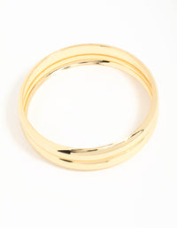 Gold Plated Wide Ribbed Bangle - link has visual effect only
