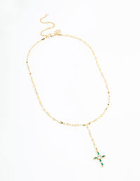 Emerald Cross Chain Y-Necklace - link has visual effect only