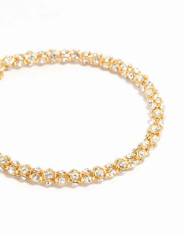 Gold Plated Diamante Fireball Bracelet Chain Bracelet