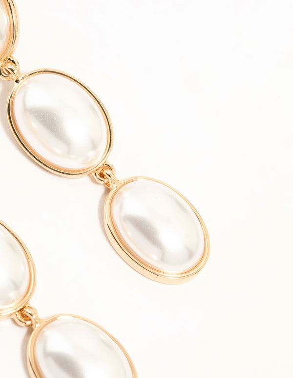 Gold Pearl Drop Earrings