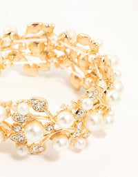 Gold Diamante Floral Stretch Bracelet - link has visual effect only