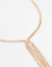 Rose Gold Diamante Tassel Y-Necklace - link has visual effect only