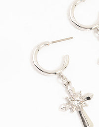 Silver Heart, Evil Eye & Cross Hoop Earrings 3-Pack - link has visual effect only