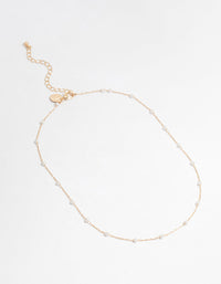 Gold Fine Pearl Station Necklace - link has visual effect only