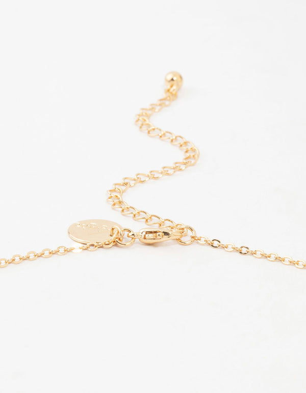 Gold Red Enamel Heart Necklace