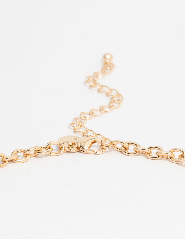 Gold Bow & Cross Charm Necklace