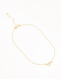 Gold Cubic Zirconia Open Double Heart Necklace - link has visual effect only