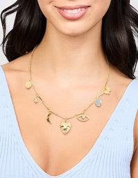 Gold Plated Heart & Moon Charm Necklace - link has visual effect only