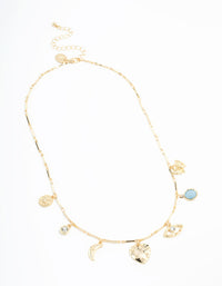Gold Plated Heart & Moon Charm Necklace - link has visual effect only