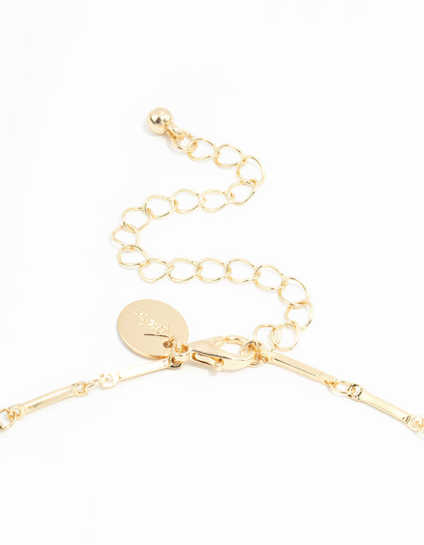 Gold Plated Heart & Moon Charm Necklace