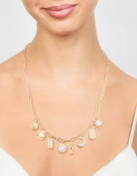 Gold Celestial Themed Charm Necklace - link has visual effect only