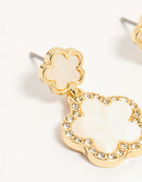 Gold Plated Flower Drop Earrings - link has visual effect only