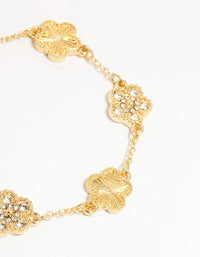 Gold Plated Brass Flower Bracelet - link has visual effect only