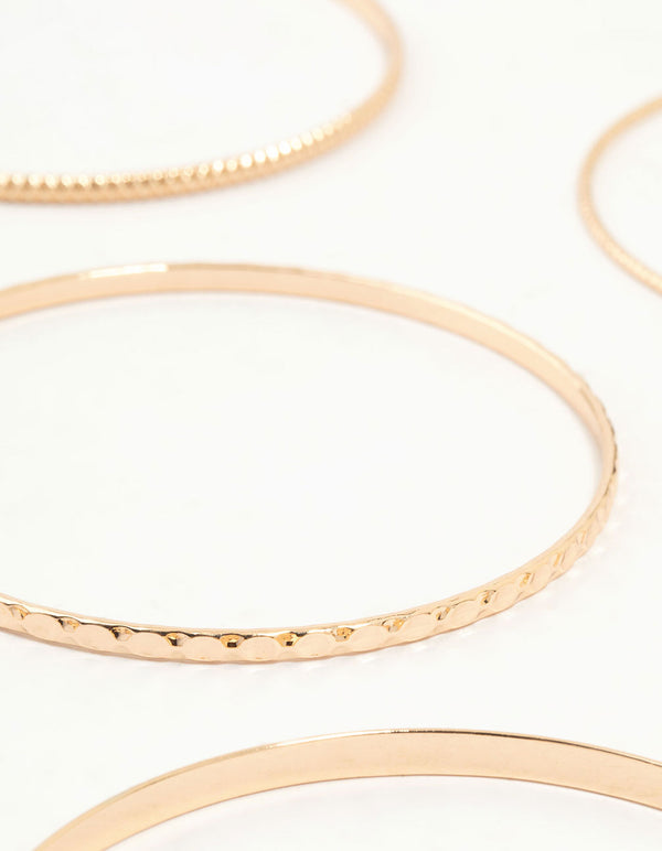 Gold Mixed Textured Bangles 8-Pack
