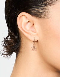 Gold Star Drop Hoop Earrings - link has visual effect only