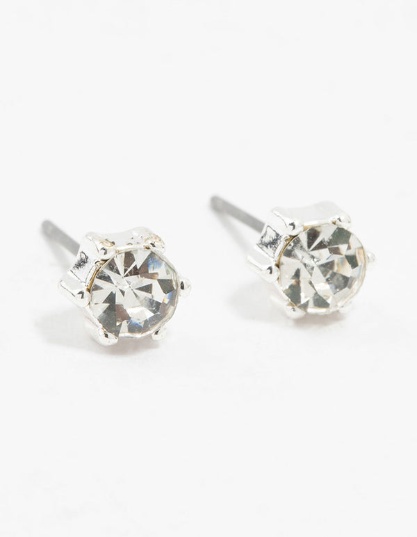 Silver Diamante Small Stud Earrings