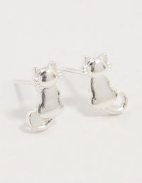 Silver Cat Stud Earrings - link has visual effect only