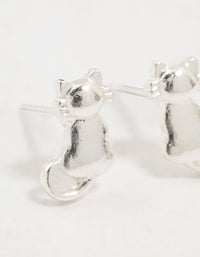 Silver Cat Stud Earrings - link has visual effect only