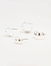 Silver Wide Huggie Earrings 2-Pack - link has visual effect only