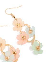 Gold Multicoloured Frosted Flower Drop Earrings - link has visual effect only