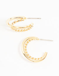 Gold Pearl Studs & Twisted Hoop Earrings 2-Pack - link has visual effect only