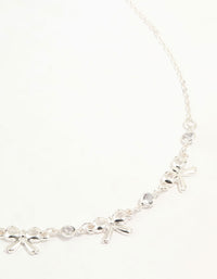 Silver Diamante Bow Station Necklace - link has visual effect only
