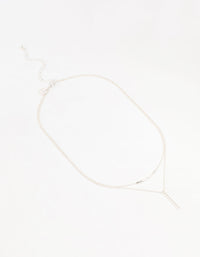 Silver Double Chain Bar Layered Necklace - link has visual effect only