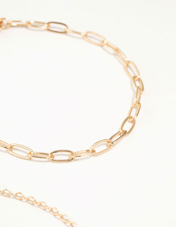 Gold Chain Diamante Butterfly Bracelets 3-Pack