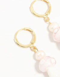 Gold Plated Pearl Beaded Mushroom Huggie Earrings - link has visual effect only
