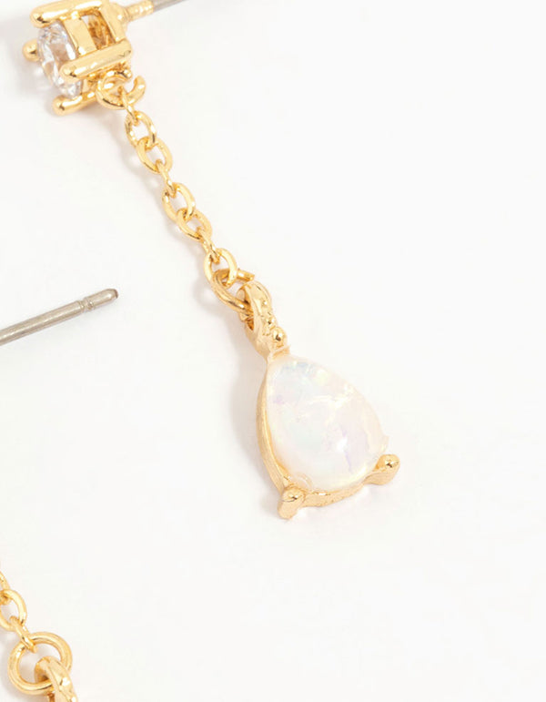 Gold Plated Cubic Zirconia & Cross Earrings 3-Pack