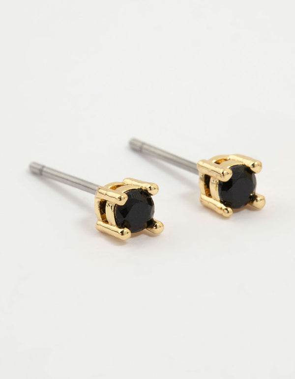 Gold Plated Black Cubic Zirconia Snake Huggie Earrings 3-Pack