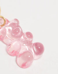 Gold Plated Pink Acrylic Gummy Bear Charm - link has visual effect only
