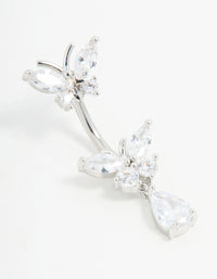 Surgical Steel Cubic Zircornia Double Butterfly Drop Belly Bar - link has visual effect only