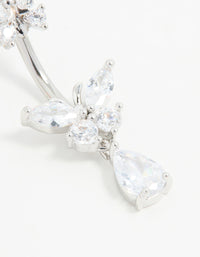 Surgical Steel Cubic Zircornia Double Butterfly Drop Belly Bar - link has visual effect only