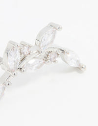 Stainless Steel Cubic Zirconia Curved Vine Single Flat Back Stud - link has visual effect only