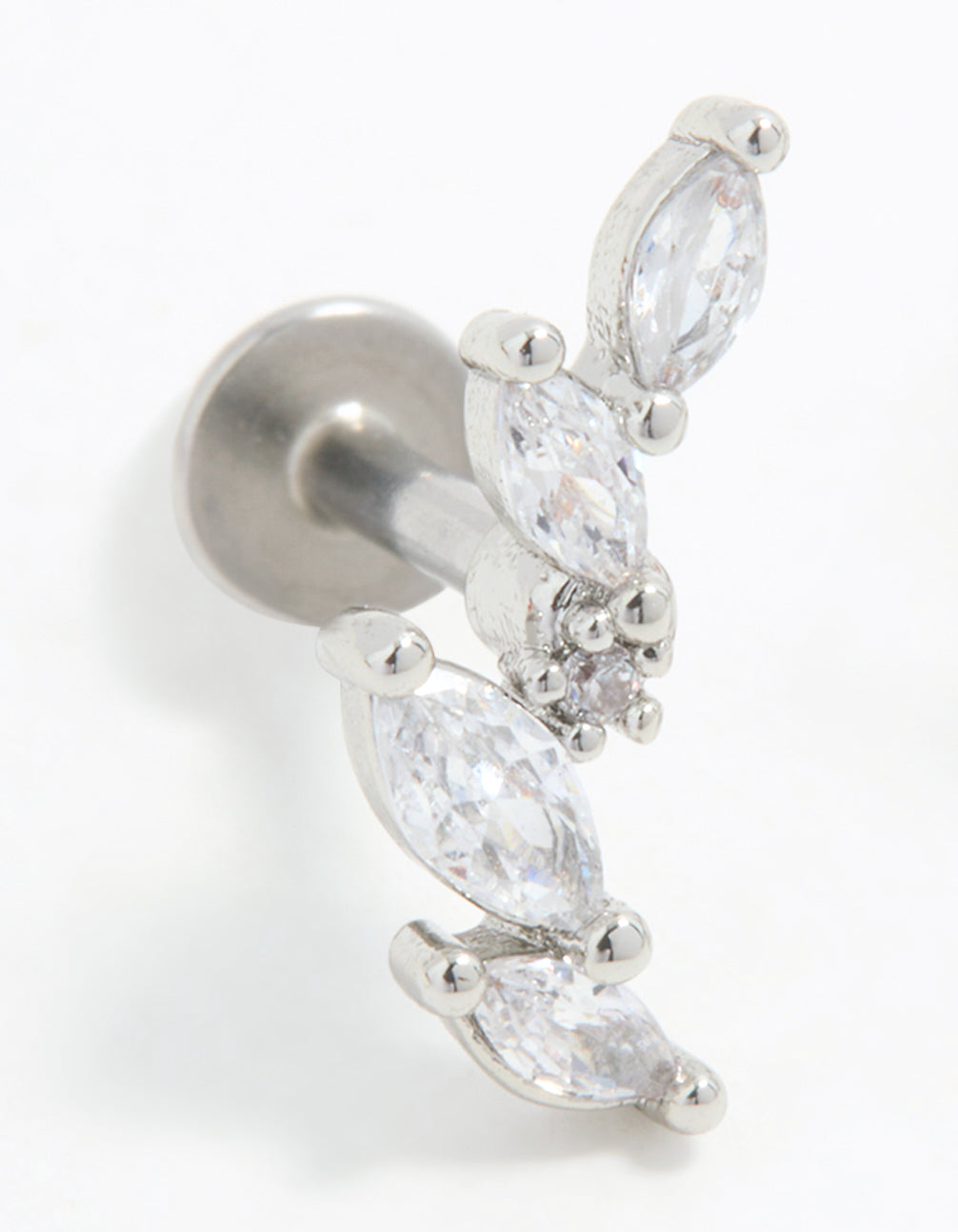 Surgical Steel Marquise Crawler Flat Back Earrings 2-Pack