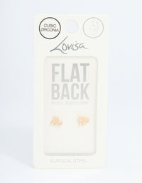 Gold Plated Surgical Steel Cubic Zirconia Pave Bow Flat Back Pair - link has visual effect only