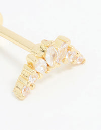 Gold Plated Titanium Cubic Zirconia Triangular Marquise Flat Back Stud - link has visual effect only