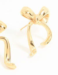 Waterproof Gold Plated Stainless Steel Bow Stud Earrings - link has visual effect only