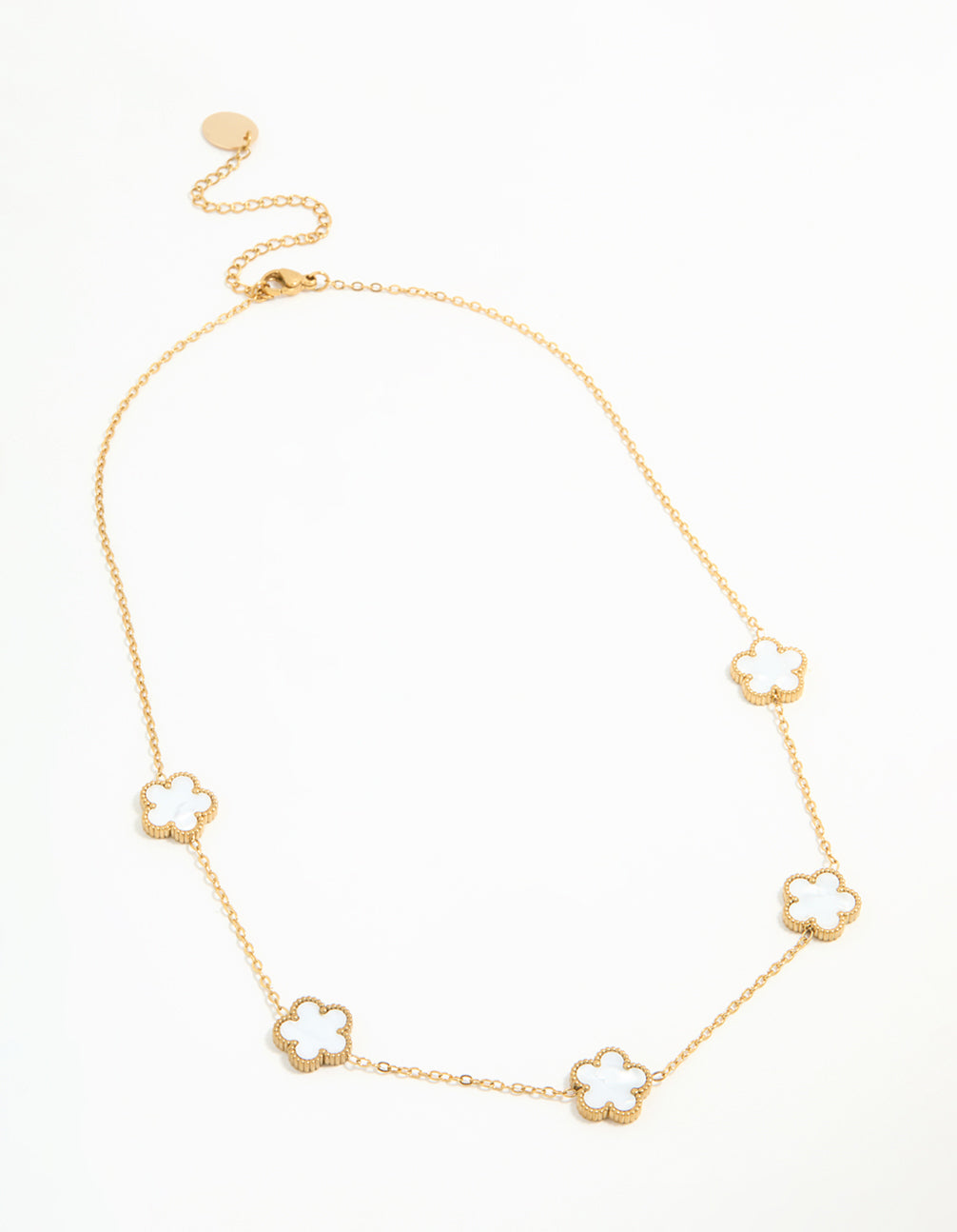 Waterproof Gold Plated Stainless Flower Charm Necklace