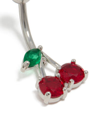 Surgical Steel Cubic Zirconia Cherry Belly Bar - link has visual effect only