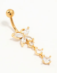 Gold Plated Surgical Steel Cubic Zirconia Butterfly Belly Bar - link has visual effect only