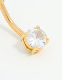 Gold Plated Surgical Steel Cubic Zirconia Mini & Medium Belly Bar - link has visual effect only