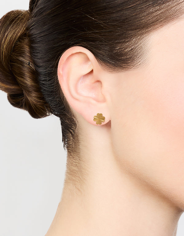 Waterproof Gold Plated Stainless Steel Flower Stud Earrings