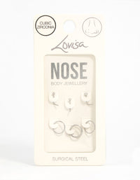 Surgical Steel Cubic Zirconia Simple Mixed Nose Ring & Stud 6-Pack - link has visual effect only